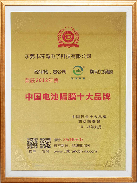 十大品牌证书